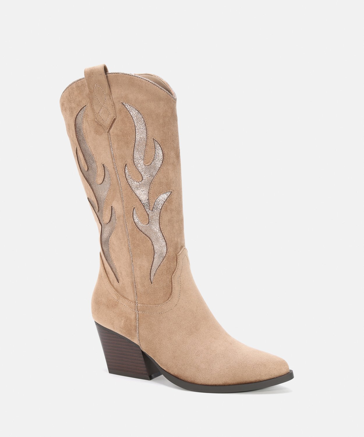 Botas tac&oacute;n cowboy media ca&ntilde;a detalle metalizado image number null